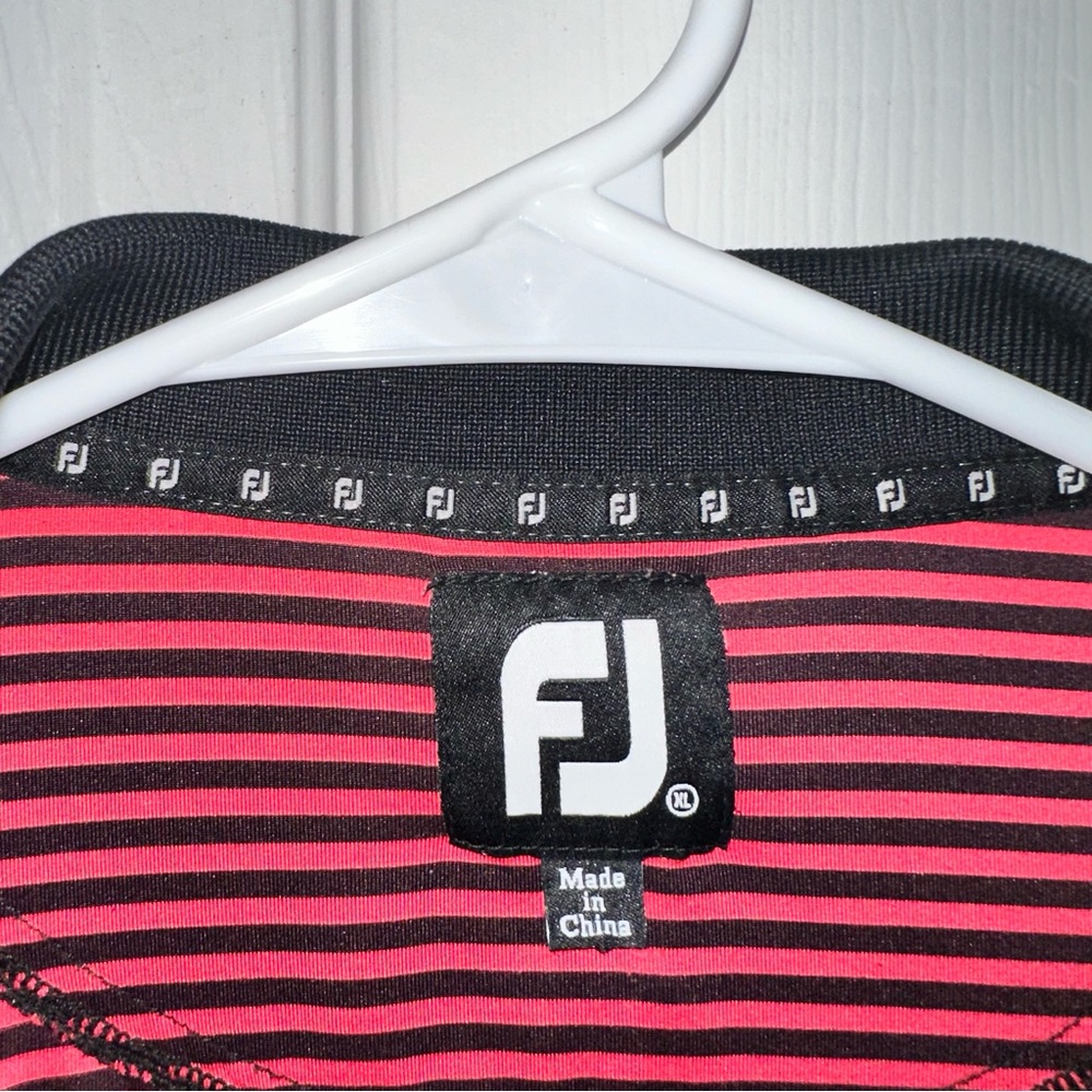 FootJoy FJ Titleist Tour Logo Golf Polo Red Black Stripes Size XL Moisture Wick - Picture 5 of 8